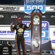 Truex Jr at Victory Lane after the Blue Emu Fast Relief 500